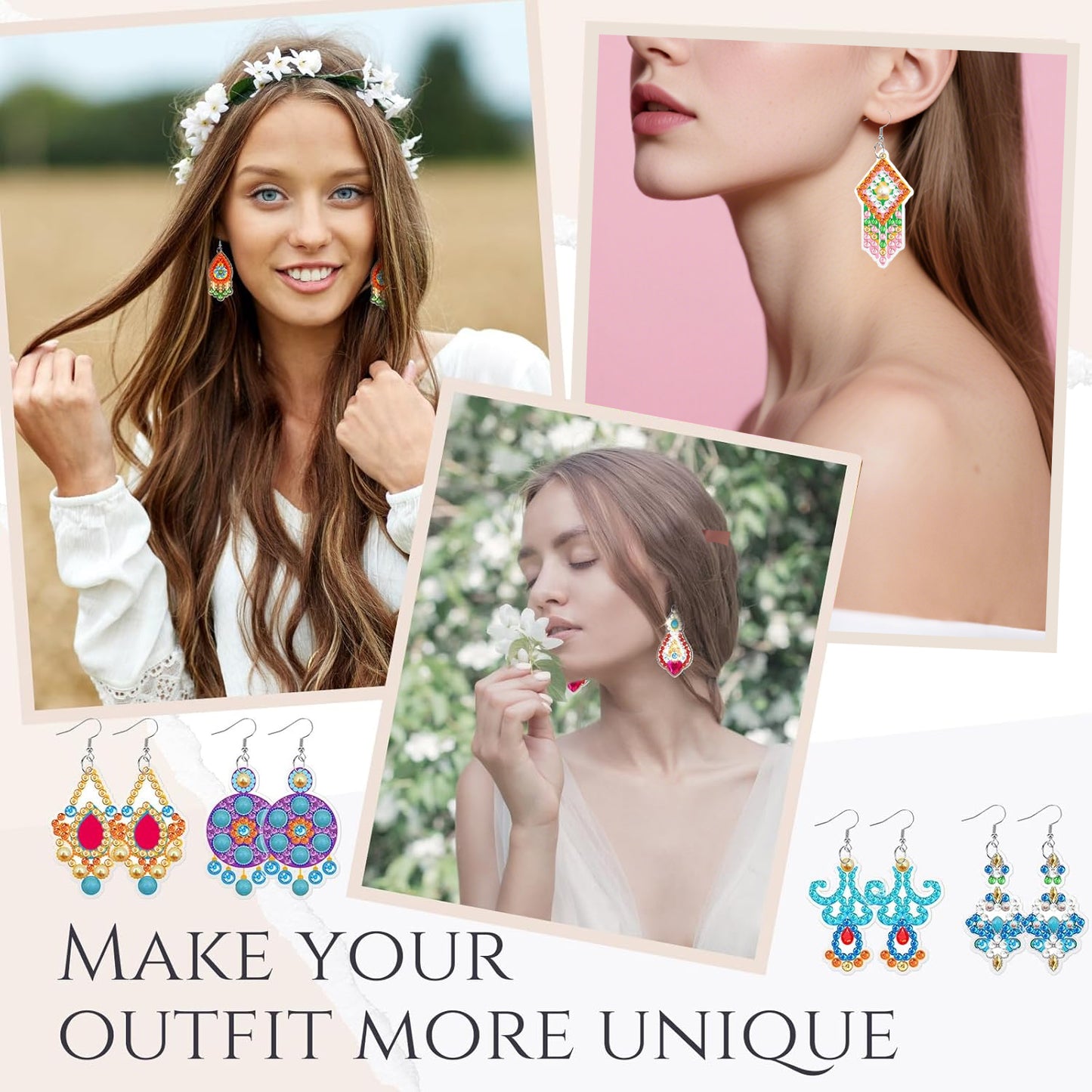 20 Pairs Rhinestones Painting Earrings Making Kit