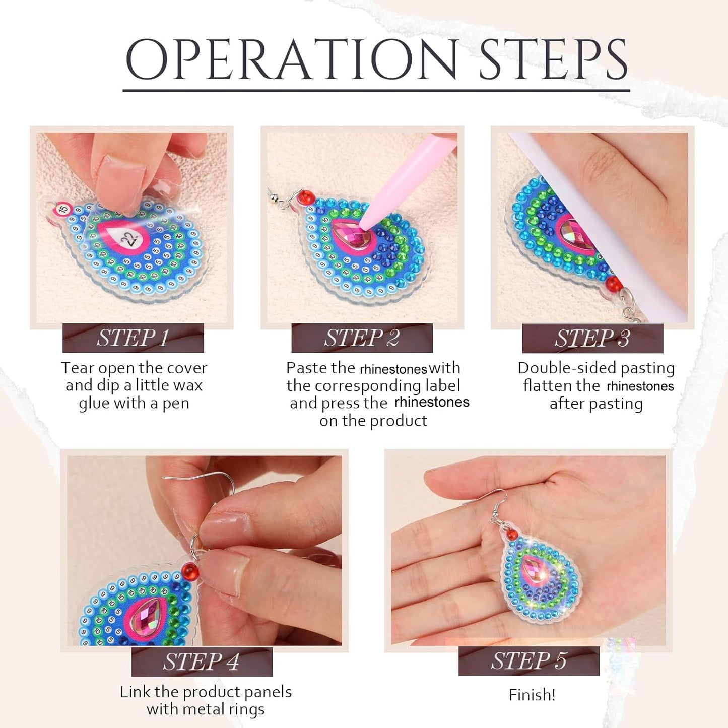 20 Pairs Rhinestones Painting Earrings Making Kit