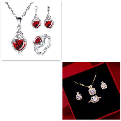 Fashion Jewelry Set Zircon Gem Pendant Chain Choker Necklace For Women