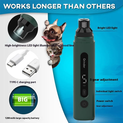 Dog & Cat Nail Grinder Electric Pet Nail Trimmers Rechargeable