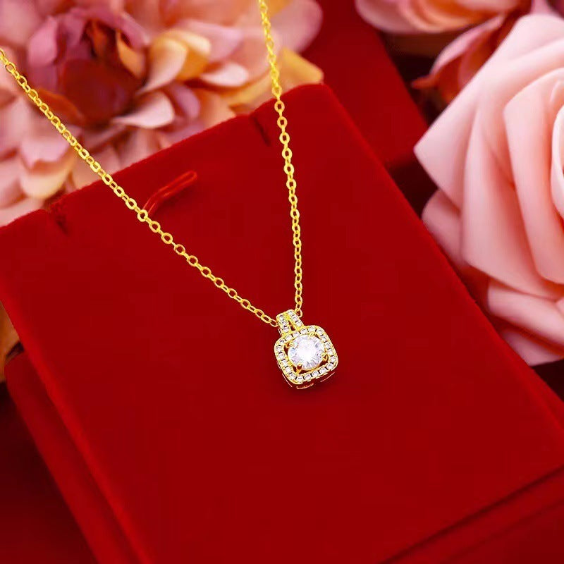 Fashion Jewelry Set Zircon Gem Pendant Chain Choker Necklace For Women