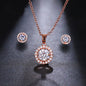 Manifold Simple Round Zircon Inlaid Clavicle Chain Necklace Earrings Two-piece Set