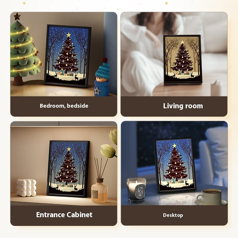 Luminous Speaker Christmas Tree Painting Bluetooth Speaker Desktop Ornament Gift Light And Shadow Art Lighting