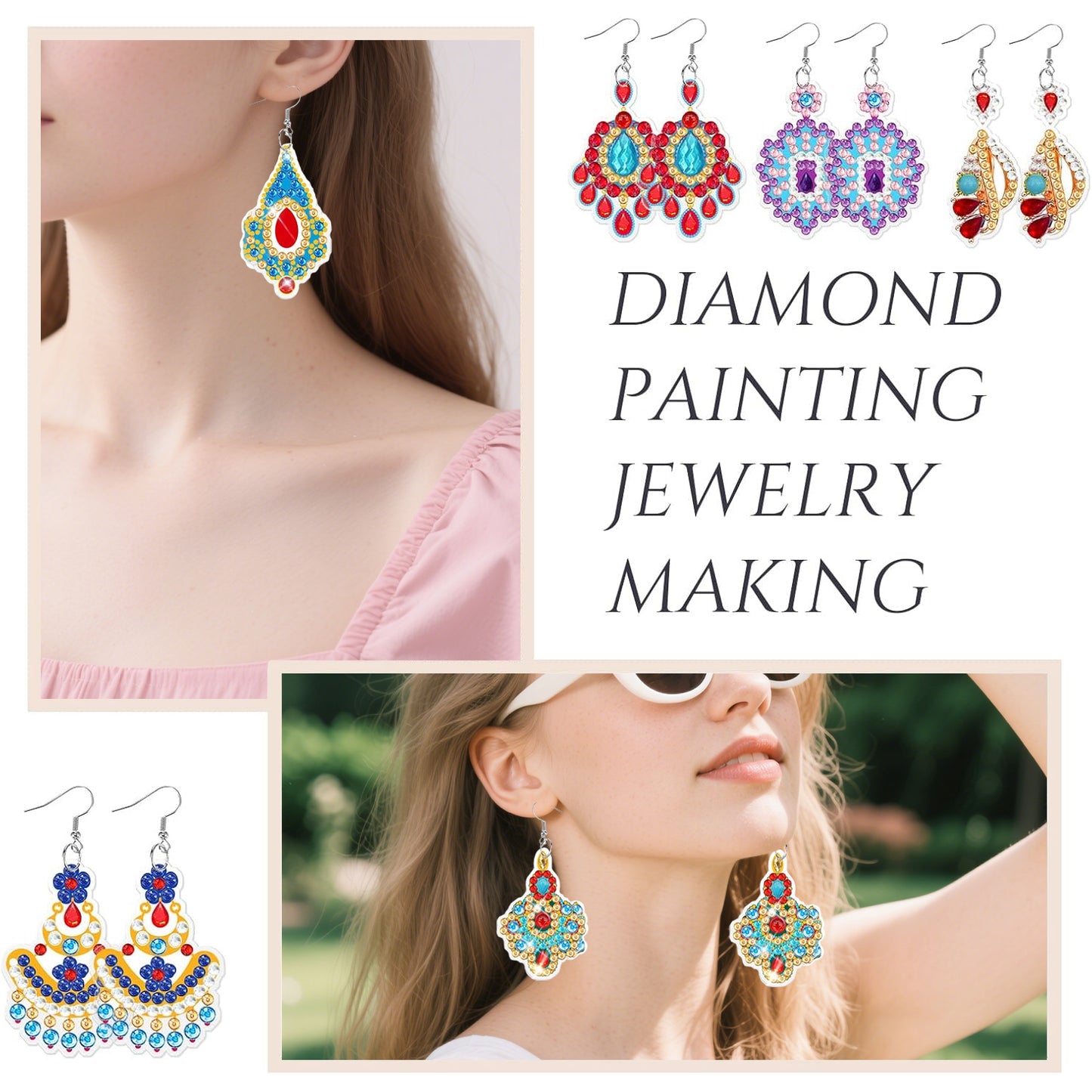 20 Pairs Rhinestones Painting Earrings Making Kit