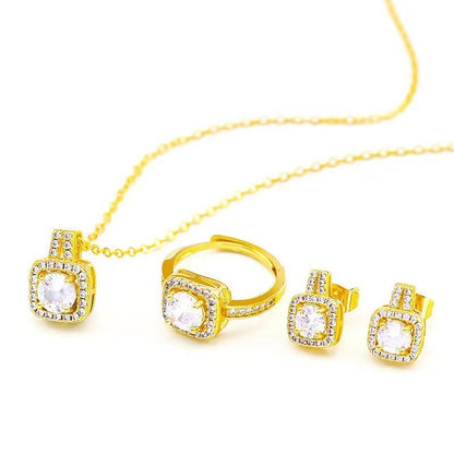 Fashion Jewelry Set Zircon Gem Pendant Chain Choker Necklace For Women