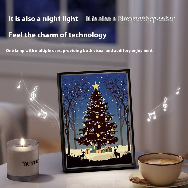 Luminous Speaker Christmas Tree Painting Bluetooth Speaker Desktop Ornament Gift Light And Shadow Art Lighting
