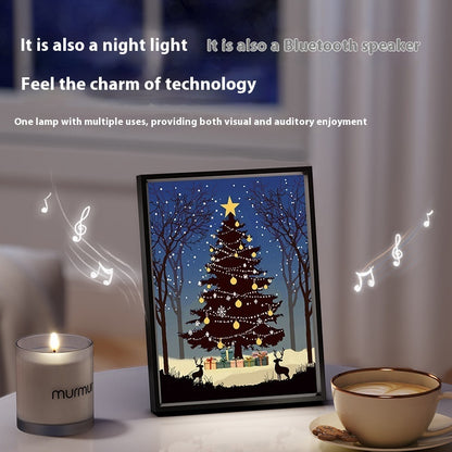 Luminous Speaker Christmas Tree Painting Bluetooth Speaker Desktop Ornament Gift Light And Shadow Art Lighting