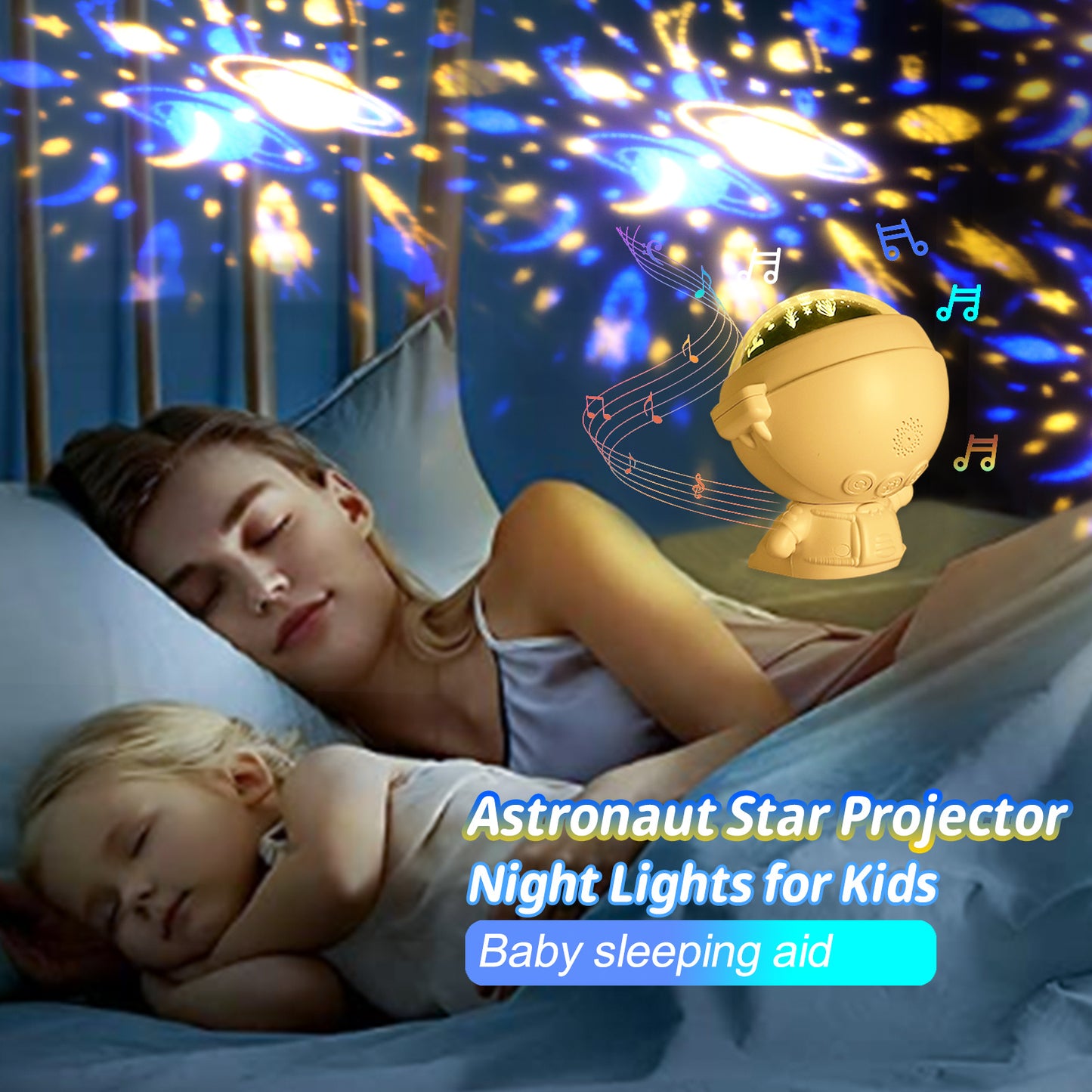 Galaxy Star Projector Starry Sky Night Light Astronaut Lamp Room Decor Gift Child Kids Baby Christmas Spaceman Projection