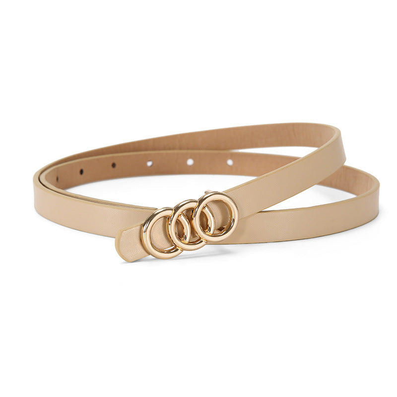 Women's Belt White Three-circle Simple All-matching Jeans